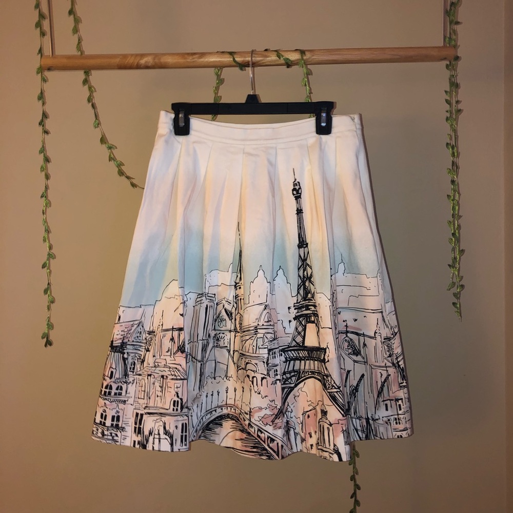 Watercolor, Eiffel tower Size 8 Skirt!